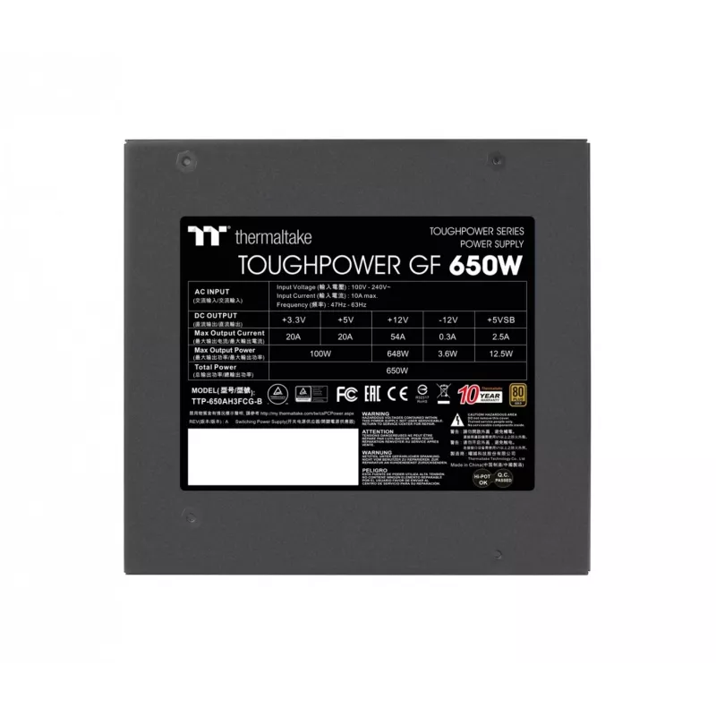 Zasilacz THERMALTAKE Toughpower ATX 650W Gold, 80 PLUS Gold, 650 W, ATX, wentylator 90 mm, 20+4 pin, 1x PCIe (6+2), 3x SATA, 2x Molex