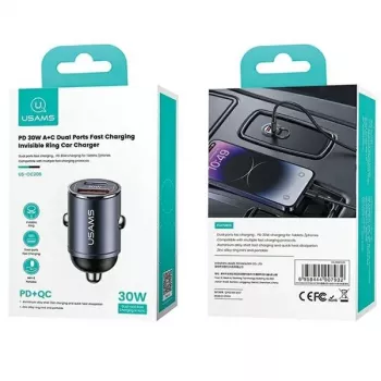 Ładowarka samochodowa usams C38 30 W — 1x USB-A + 1x USB-C szybkie ładowanie