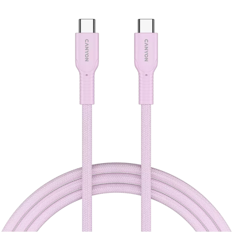 Kabel CANYON OnWire 60CL C-C 60W COLOR Pleciony 1m Różowy