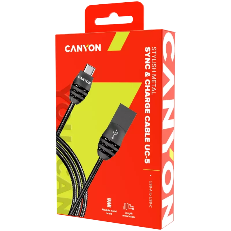 Kabel CANYON UC-5 USB-C 10W 1m Ciemnoszary