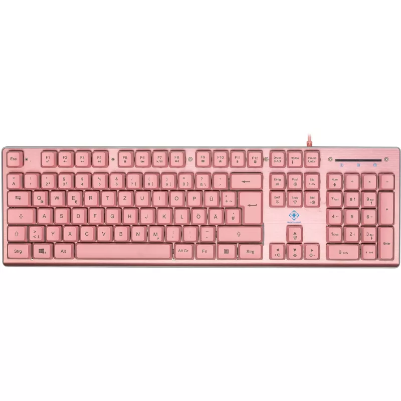 Deltaco GAM-021-RGB-P-DE - pełnowymiarowa (100%) - USB - przełącznik membranowy - QWERTZ - Różowy