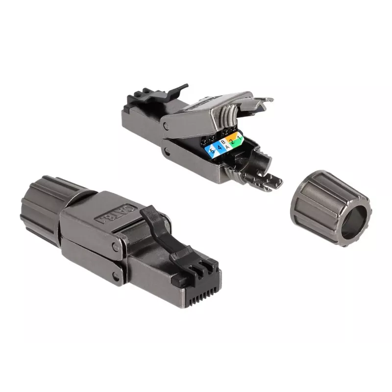 Kabel sieciowy DeLOCK wtyk RJ45 Kat.8.1 STP beznarzędziowy czarny