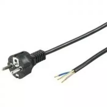 Kabel zasilający z uziemieniem Wentronic Goobay do samodzielnego montażu, 2 m, czarny - Typ F (Typ F, CEE 7/7) > luźne końce przewodu (94701)