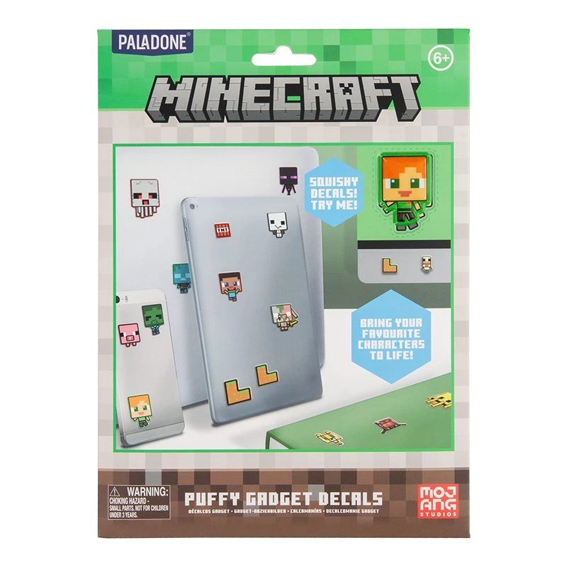 Paladone Minecraft Puffy Gadget Decals PP13218MCF — ozdobne wypukłe naklejki do urządzeń