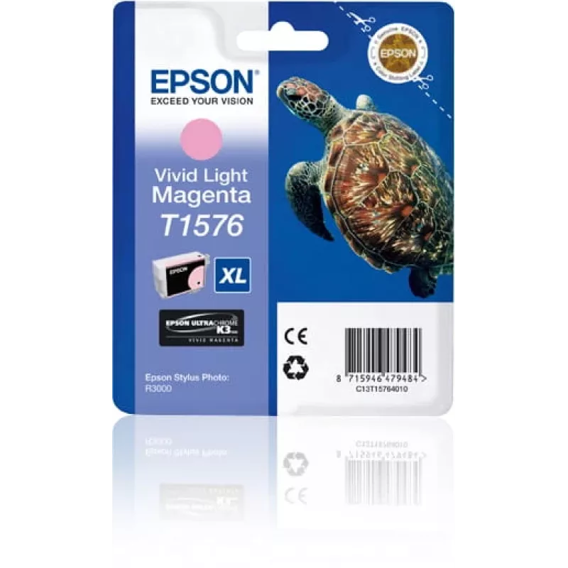 Epson Turtle T1576 Vivid Light magenta, High (XL) Yield, Vivid light magenta, atrament pigmentowy, 25.9 ml, 1 szt., 2300 stron