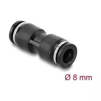 Prosty łącznik pneumatyczny DELOCK 8 mm z gwintem wewnętrznym, metal/tworzywo, długość 39 mm, czarny