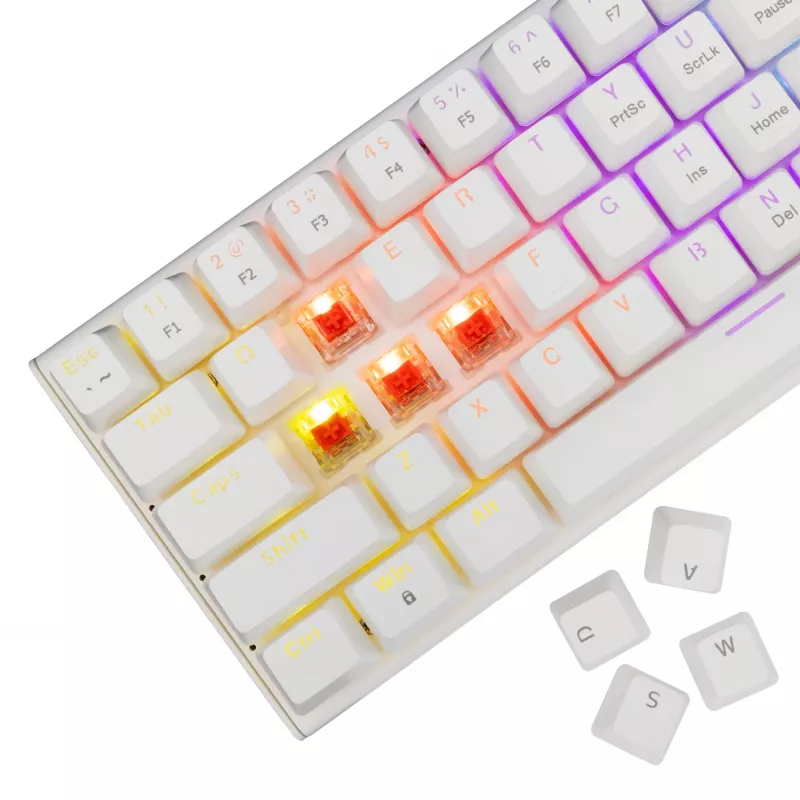 Klawiatura mechaniczna White Shark Wakizashi-2 US czerwony Switch, układ Tenkeyless/US, biała