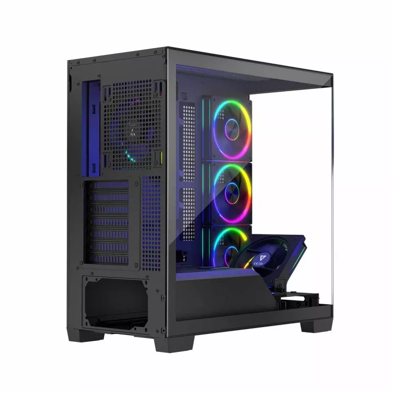 Obudowa PC MODECOM Volcano Stellar 5F ATX Midi Tower, szkło hartowane, 5 fabrycznie zamontowanych wentylatorów, USB‑C, obsługuje microATX/ATX, maks. GPU 420 mm, wysokość chłodzenia CPU 175 mm