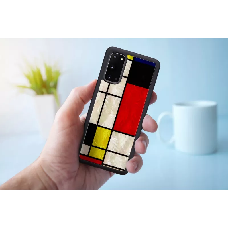 Etui ochronne iKins do Samsunga Galaxy S20, czarny wzór Mondrian