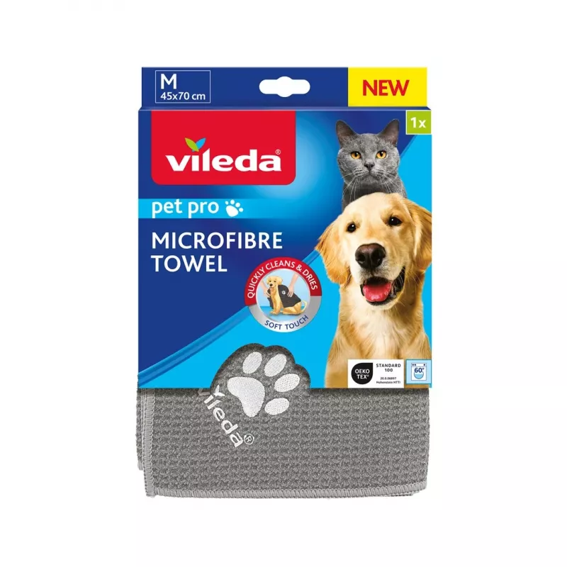 Ręcznik VILEDA Pet Wipes 172650 450x700 mm, poliester, nadaje się do prania w pralce, szary
