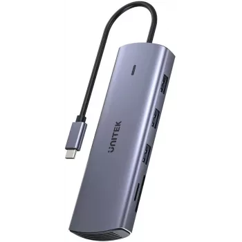 Adapter wieloportowy USB-C Unitek D1113A — HDMI, VGA, czytnik kart, PD 100W