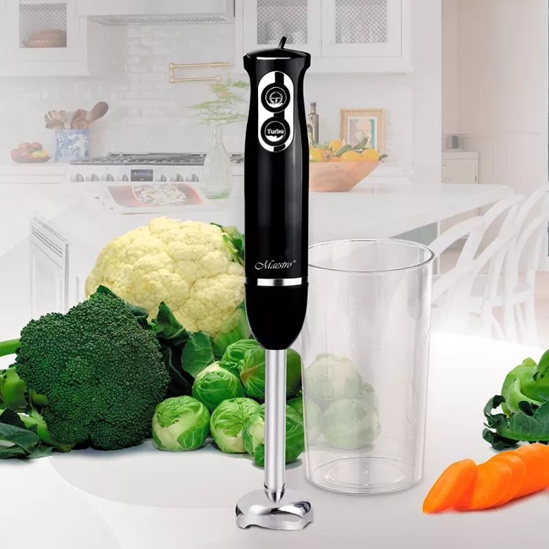 Blender kielichowy Maestro MR-511 — 500 W, 2 prędkości, pulsacyjna, turbo, zdejmowany pojemnik 900 ml, ostrze ze stali nierdzewnej, czarny