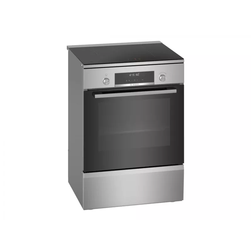 Kuchenka Bosch HLS79Y351U Seria 6, płyta indukcyjna, piekarnik elektryczny, stal nierdzewna, szerokość 60 cm, grill, LCD, 63 l, głębokość 60 cm