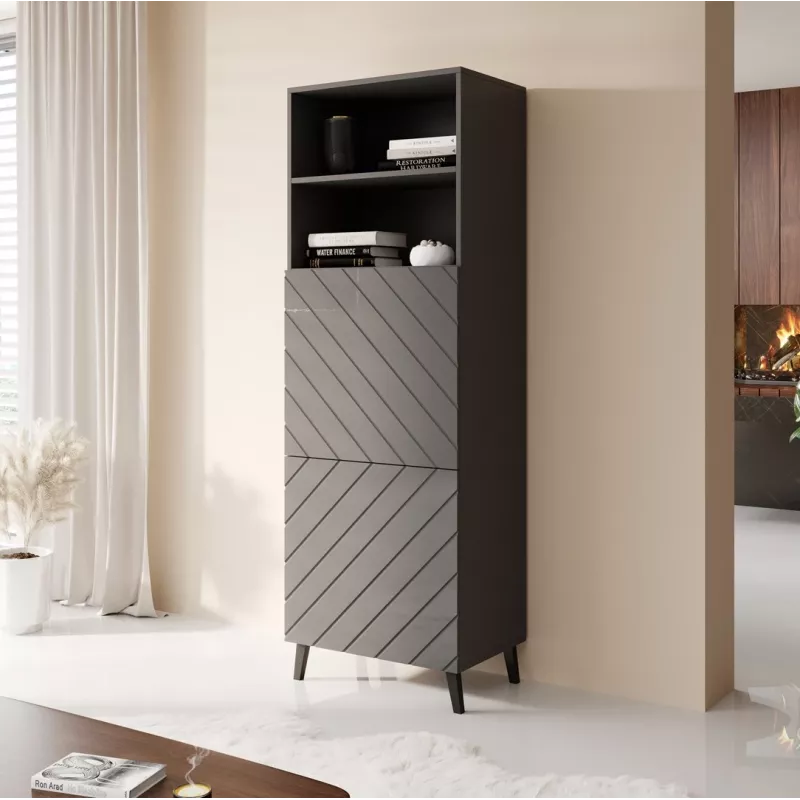 Szafka do przechowywania cama meble ABETO 60×40×176.5 cm grafit/połysk grafit