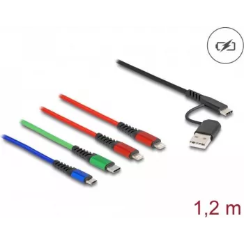 DeLOCK Kabel ładujący USB 4 w 1 USB typu A/USB-C do 2x Lightning, Micro USB, USB-C 1,20 m