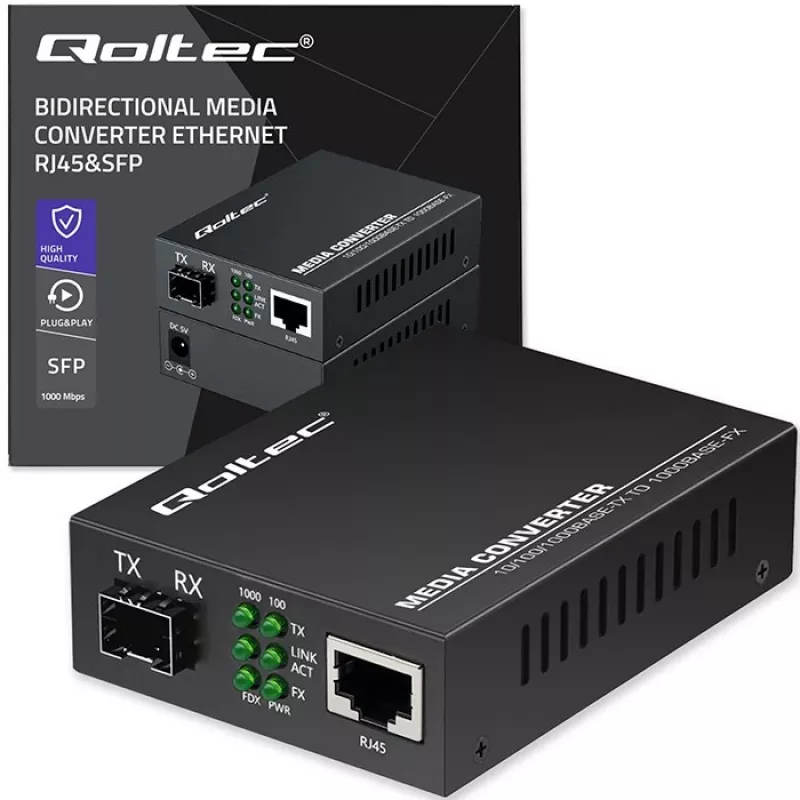 Konwerter mediów PRZEŁĄCZNIK Ethernet 1x RJ45 1x SFP