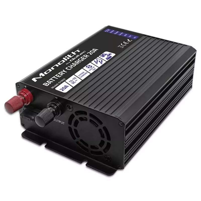 Ładowarka QOLTEC Monolith 20A 12V do akumulatorów LiFePO4, AGM, GEL, SLA