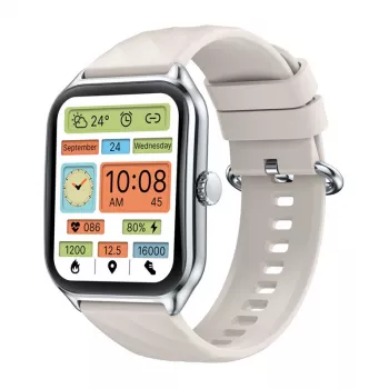 Smartwatch Zeblaze GTS 4 — 1,94 cala (4,93 cm) AMOLED 466×466 px, ekran dotykowy, Wi‑Fi, metalowa obudowa, silikonowy pasek (biały)