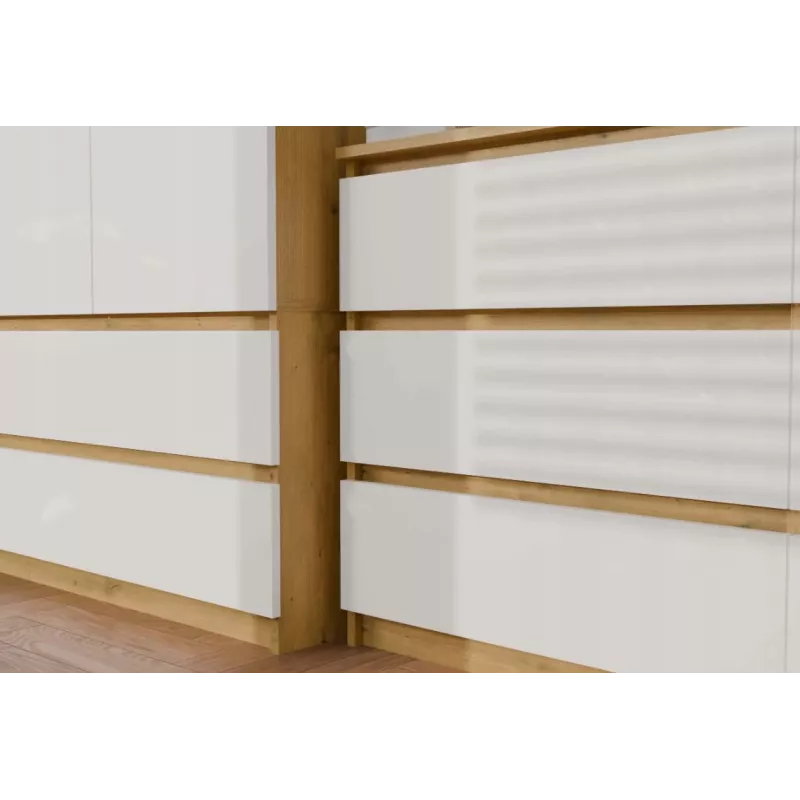 Komoda 6-szufladowa 120 cm Top E Shop Malwa — Dąb rzemieślniczy / Biały, Płyta wiórowa