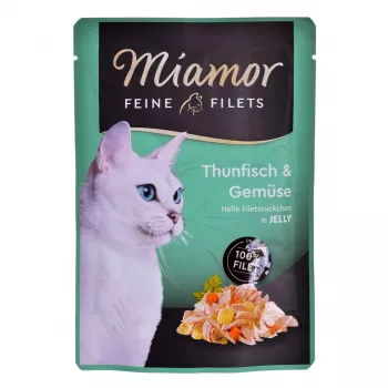 Mokra karma dla kota Miamor Fine Fillets w galarecie 100 g — ryba z marchewką, koty dorosłe, saszetka