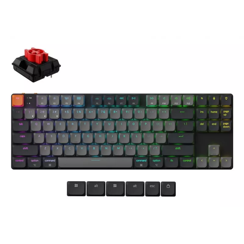 Klawiatura mechaniczna Keychron K1X-B1, 80% (87 klawiszy), USB + Bluetooth, QWERTY angielski, szary, podświetlenie RGB