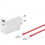 Zasilacz ONEPLUS SUPERVOOC 120W dwuportowa ładowarka przewodowa, 120W całkowitej mocy, 1x USB-C + 1x USB-A, 100–240V, 145 g, biały