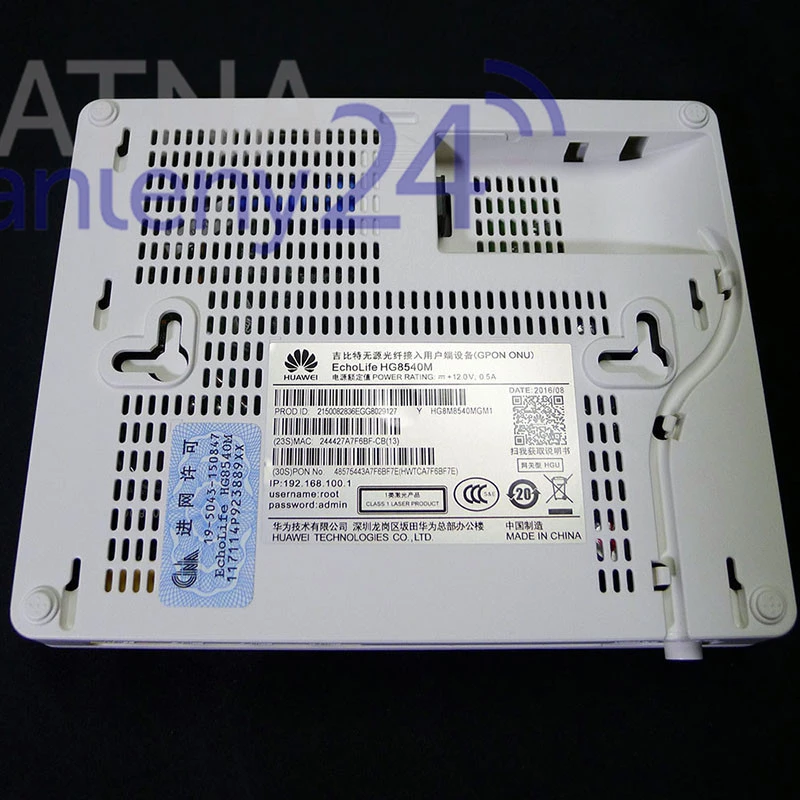 Huawei HG8540M ONT, 1x GPON, 4x RJ45 100Mb/s