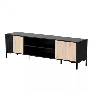 Cama szafka RTV MERCI szafka RTV 180 x 40 x 53.5 cm czarny/dąb artisan