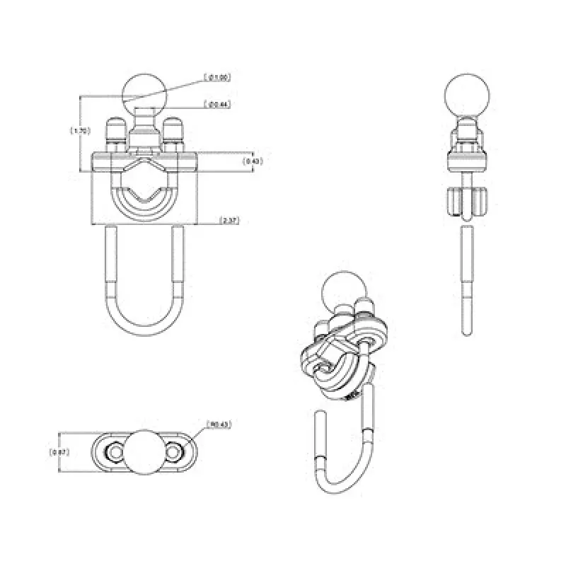 Uchwyt kierownicy z podstawą U-Bolt RAM Mounts RAM-B-231ZU