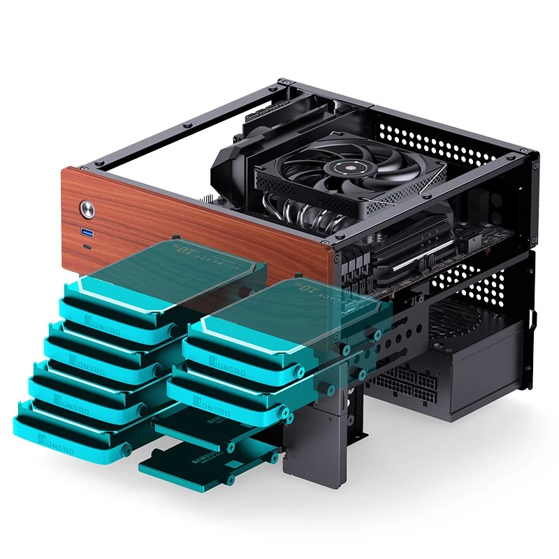 Jonsbo N4 Microtower Casing Czarny Durable Steel Compact PC Enclosure