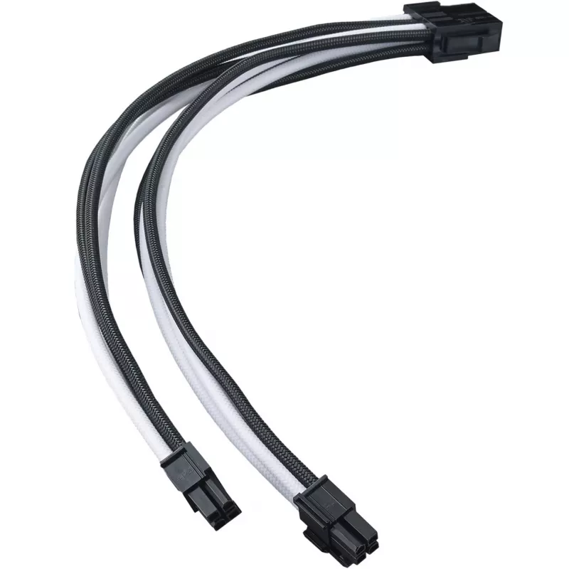 SilverStone PP07E - Spannungsversorgungs-Verlängerungskabel - 8-poliges EPS12V (4+4) (M) zu 8-poliges EPS12V (W) - 30 cm - Schwarz, weiß (SST-PP07E-EP