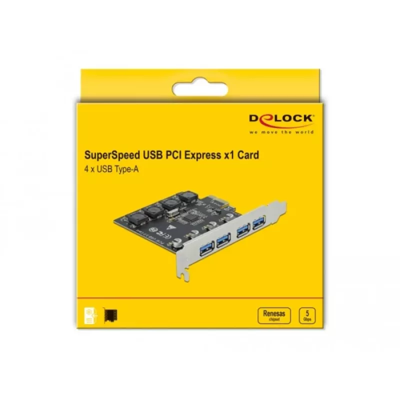 Karta Delock PCI Express x1 do 4 x zewnętrzne gniazdo USB Type-A SuperSpeed USB