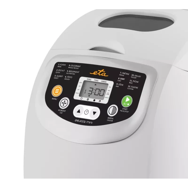 Maszyna do chleba ETA DELICCA 600 W, maks. bochenek 1 kg, biała, programy: bezglutenowy, słodki, biały, pełnoziarnisty
