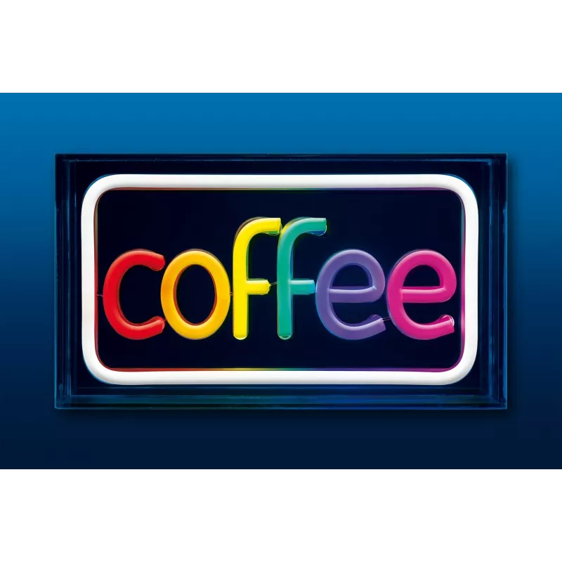 Neonowa tabliczka LED ActiveJet AJE-NEON COFFEE, wielokolorowa, USB 5V, montaż natynkowy, rama z tworzywa AS