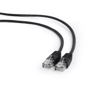 Kabel krosowy kat. 5E z formowanym odciążeniem, wtyki 50µ, 1 m, czarny