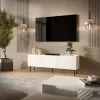 Szafka RTV Cama LUCCA 3D 165×40×59 cm, biała, blat z płyty wiórowej
