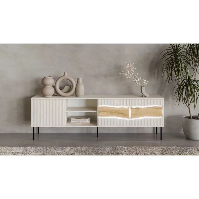 TV cabinet cama meble INSERTO 3D1W 190x40x62 cm wykończenie cashmere z LED