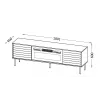Szafka RTV Cama Meble CORTINA 180x40x60 cm czarna z czarnym kominkiem