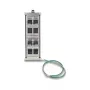 Uchwyt Keystone DELOCK 8-portowy uchylny moduł zatrzaskowy do montażu na szynie DIN lub ścianie, czarny, 78×154×55 mm