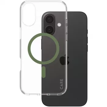 PanzerGlass CARE Urban Combat przezroczyste etui z zielonym MagSafe iPhone 16 Plus