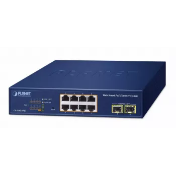 Zarządzalny przełącznik PLANET GS-2210-8P2S 8-portowy Gigabit Ethernet 802.3at
