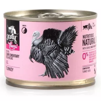 Uzupełniająca mokra karma dla kota 3coty TURKEY Cheers! puszka 160 g — monobiałkowa, dla dorosłych kotów, bez glutenu i cukru
