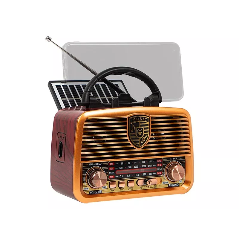Radio analogowe BLOW RA10 AM/FM solar 77-540 — odbiornik AM/FM z panelem słonecznym i zasilaniem bateryjnym