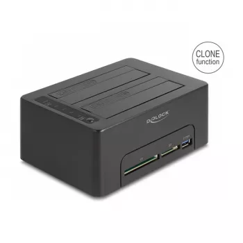 Stacja dokująca DeLOCK USB Dual dla 2 x SATA HDD SSD z funkcją klonowania i czytnikiem kart