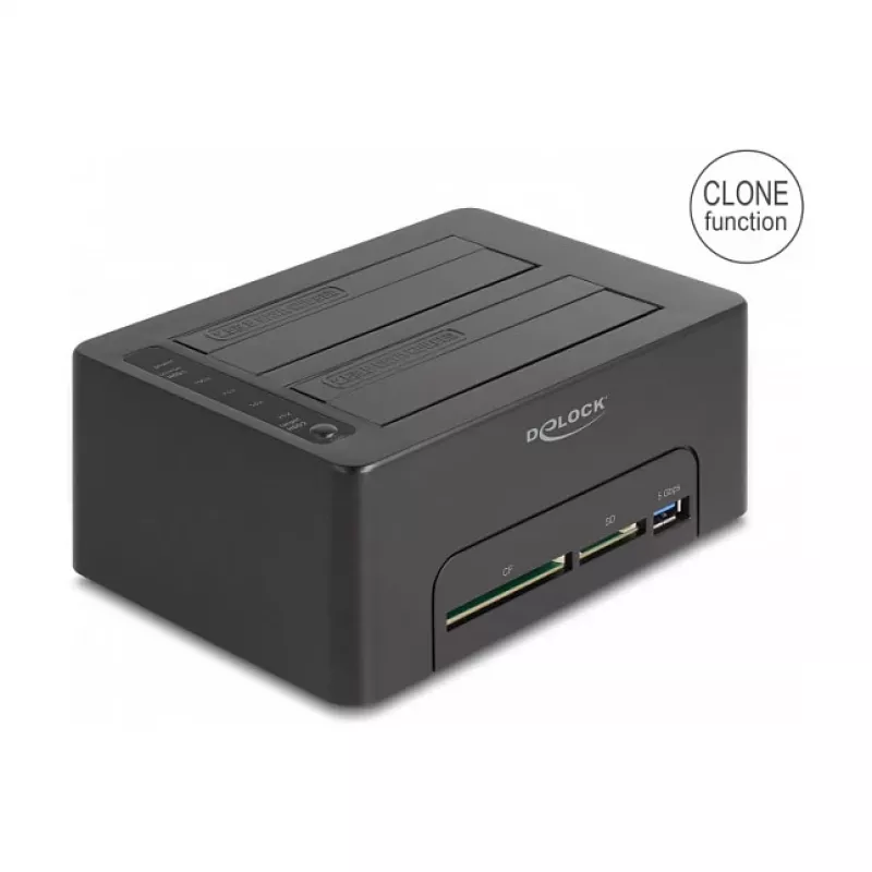 Stacja dokująca DeLOCK USB Dual dla 2 x SATA HDD SSD z funkcją klonowania i czytnikiem kart