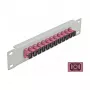 Patch panel światłowodowy DeLOCK 10 cali 12 portów SC Simplex fioletowy 1U szary