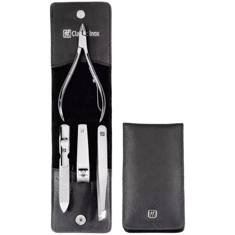 ZWILLING 97438-004-0 4-częściowy zestaw do manicure w czarnym skórzanym etui kieszonkowym
