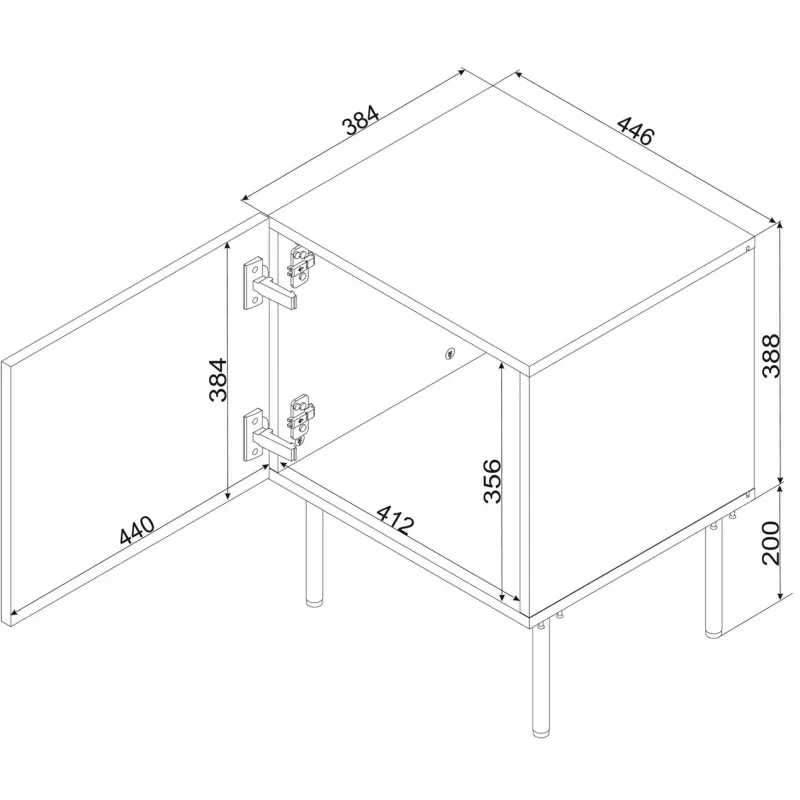 Zestaw szafek nocnych 2 szt. cama meble PALAZZO BIS 45×39×H59 cm, biały mat, MDF/płyta wiórowa