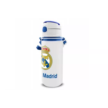 Aluminiowa butelka sportowa dla dzieci z ustnikiem KIDS 600 ml – design Real Madryt