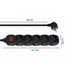 Przedłużacz elektryczny ESPERANZA ELK215K – kabel 3 m, 5 gniazd AC typu E, do użytku wewnętrznego, czarny